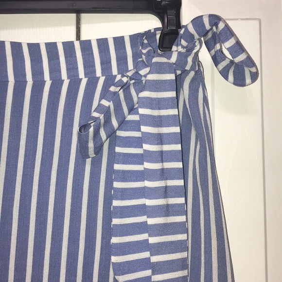High Low Blue and White Striped Slip Skirt - Picture 4 of 6